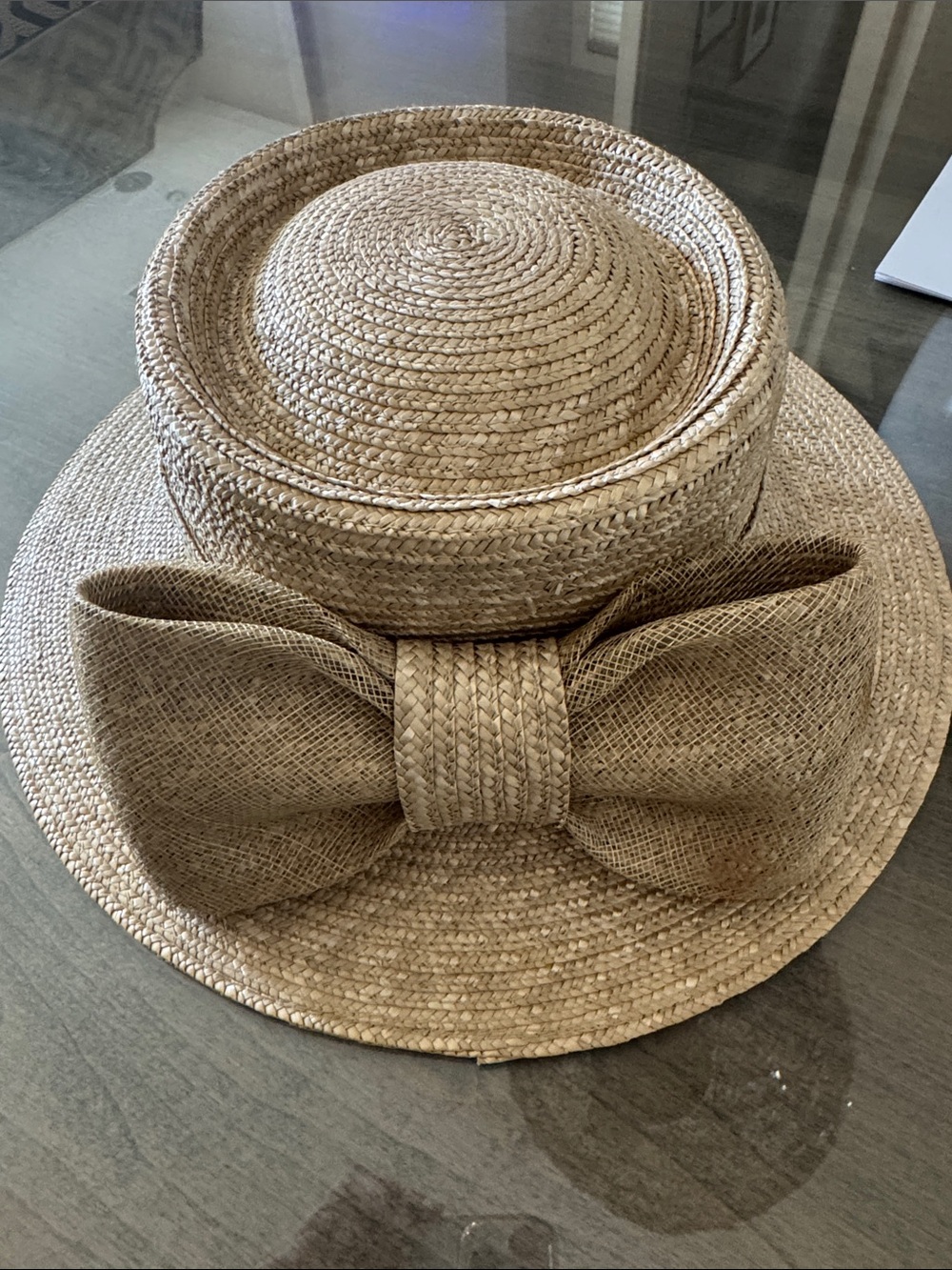 NWT Betmar New York Natural Straw Sun Hat with Oversized Bow in back